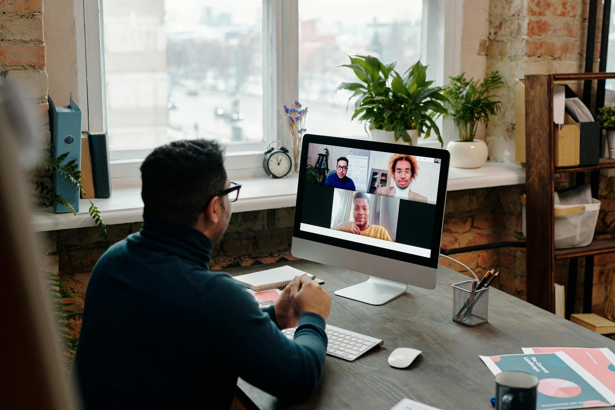 man having a virtual call