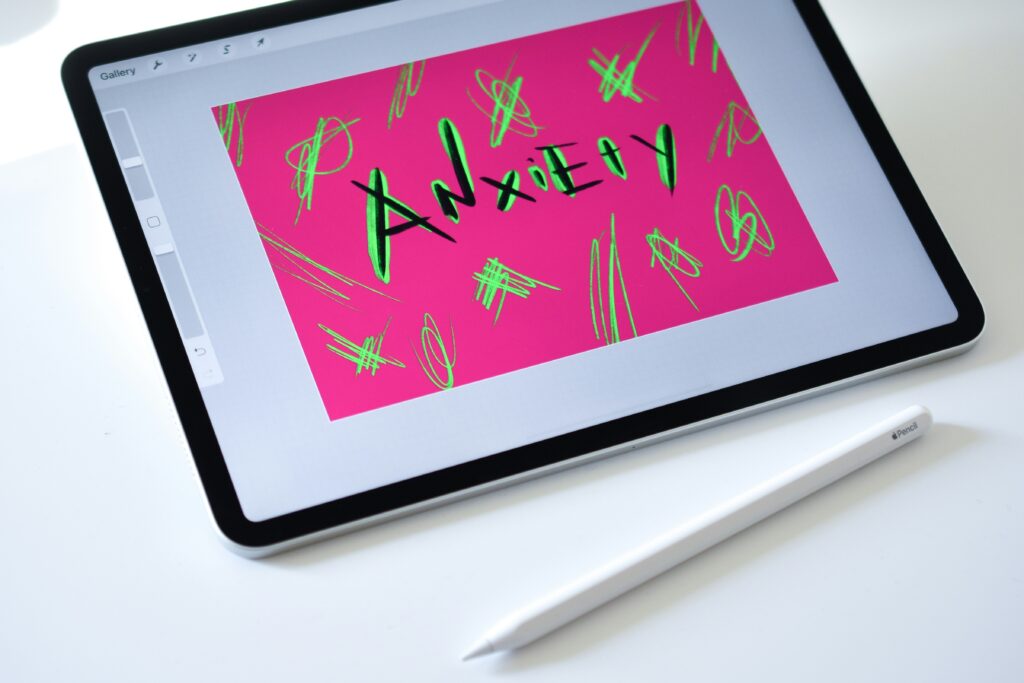 anxiety sign on laptop