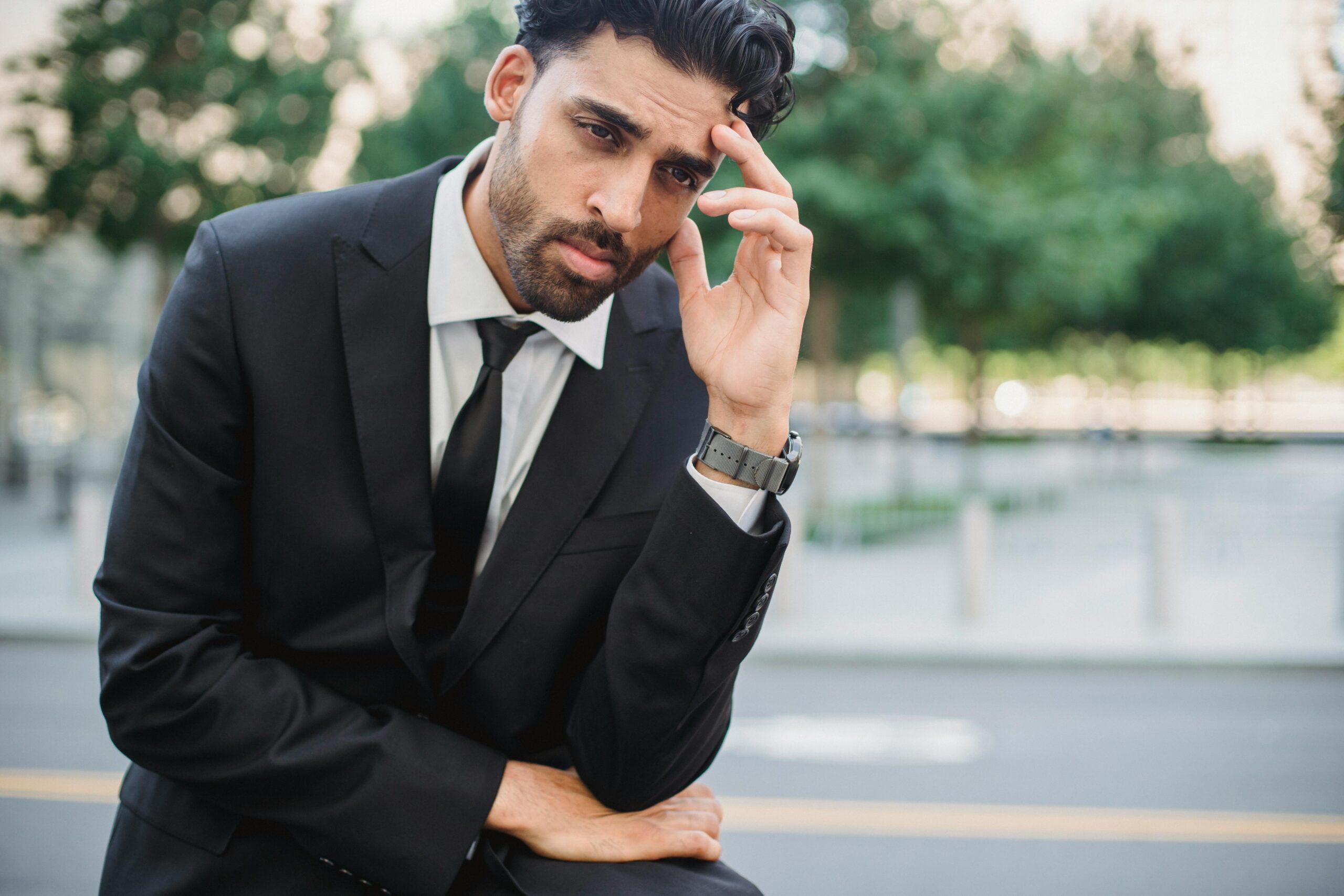 man overthinking something