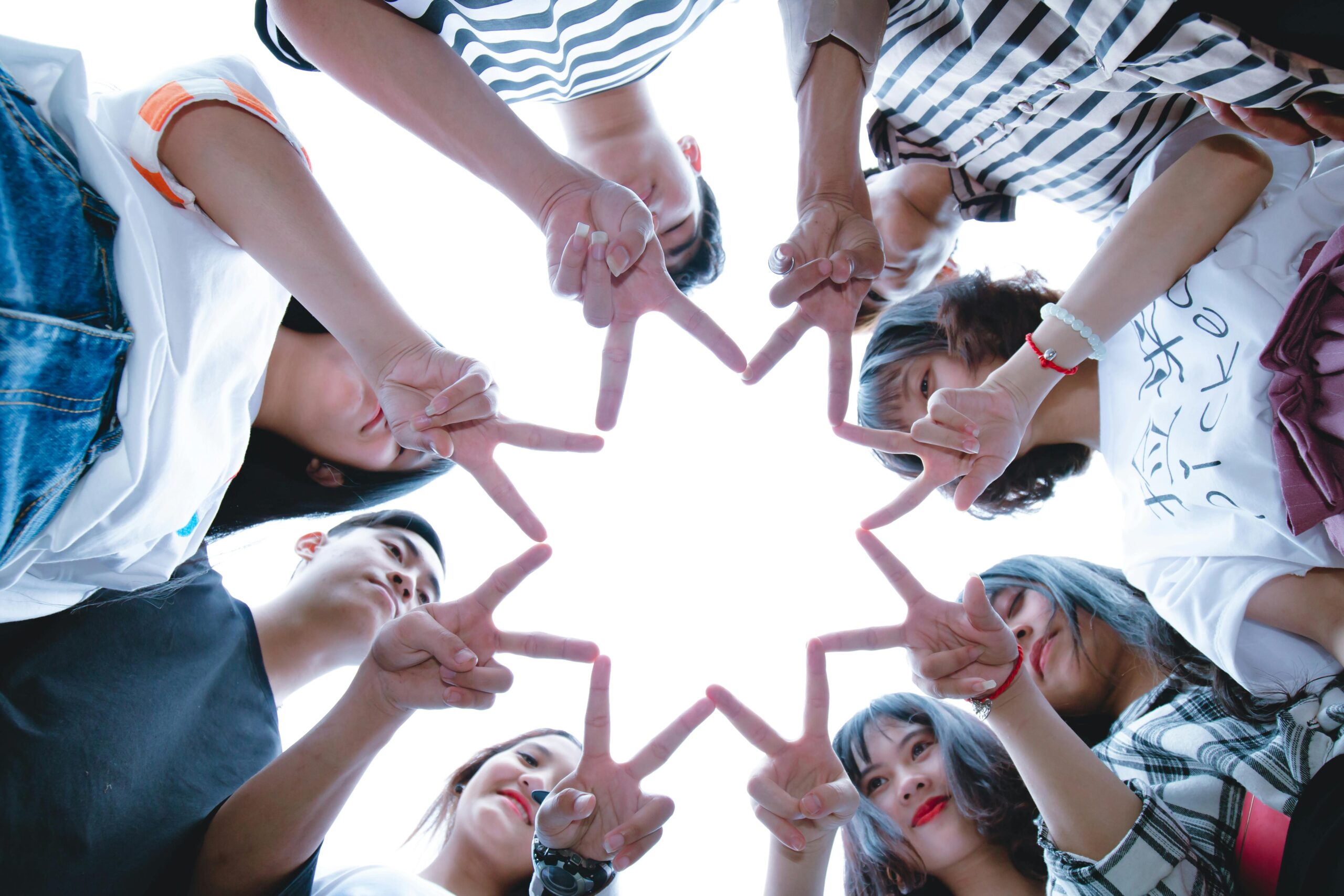 friends gathered in a circle together