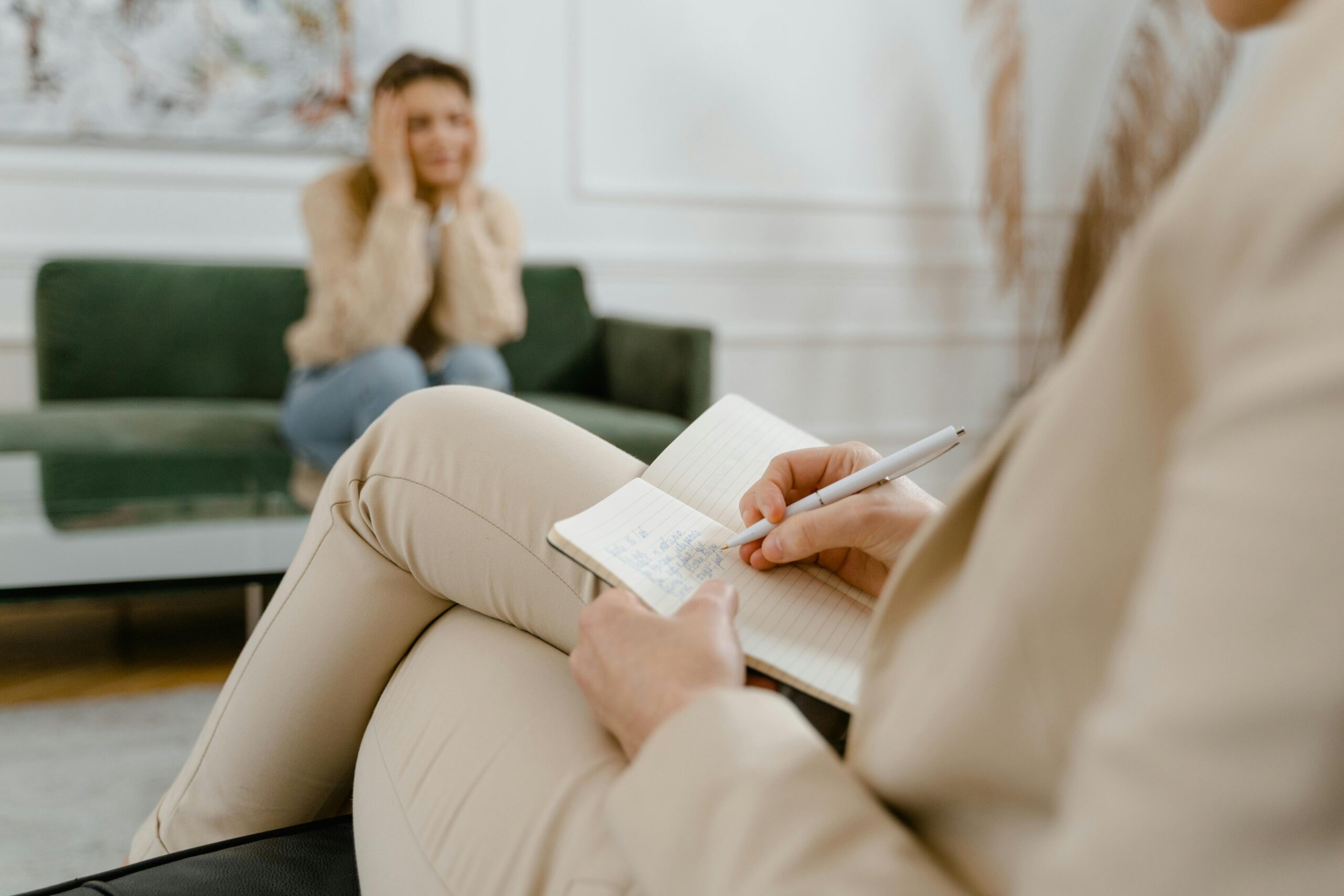 woman at therapy for depression