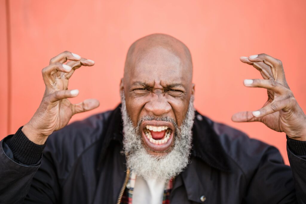 man becoming really angry