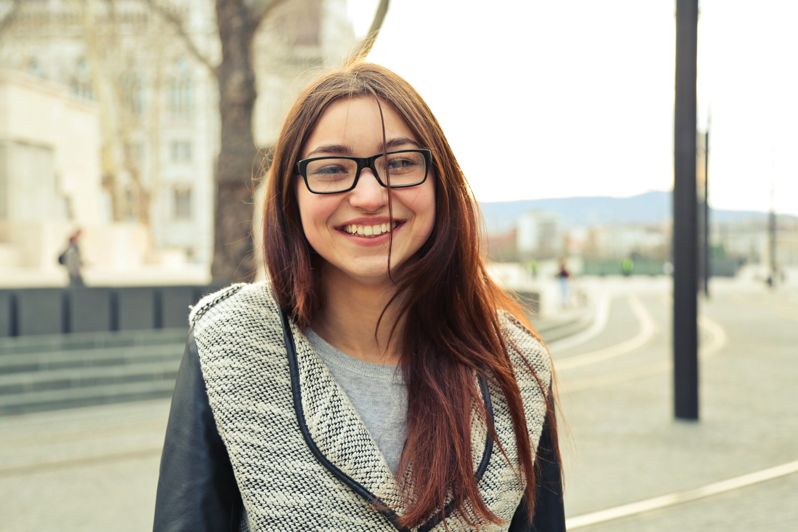 young teen smiling at camera