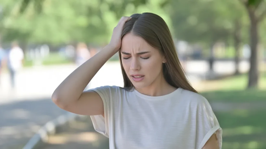 Can dehydration cause anxiety 09f884c9 2b5c 4773 a0da 740f03b07542 can dehydration cause anxiety: Person experiencing lightheadedness and fatigue
