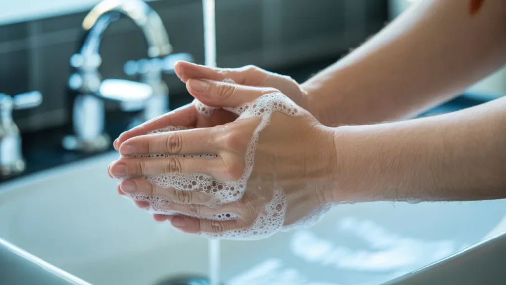 OCD person washing their hands