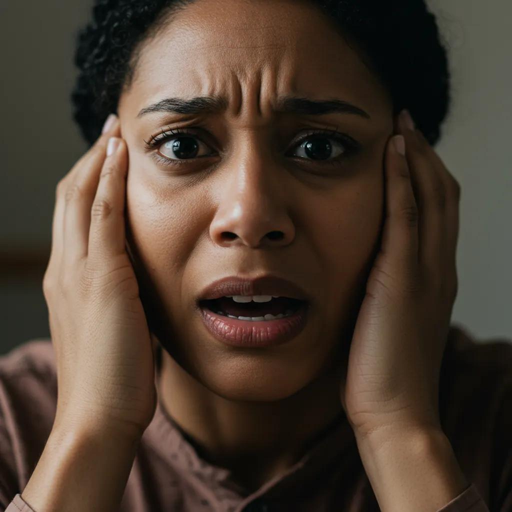 A person showing signs of panic, illustrating the emotional and physical symptoms of panic attacks