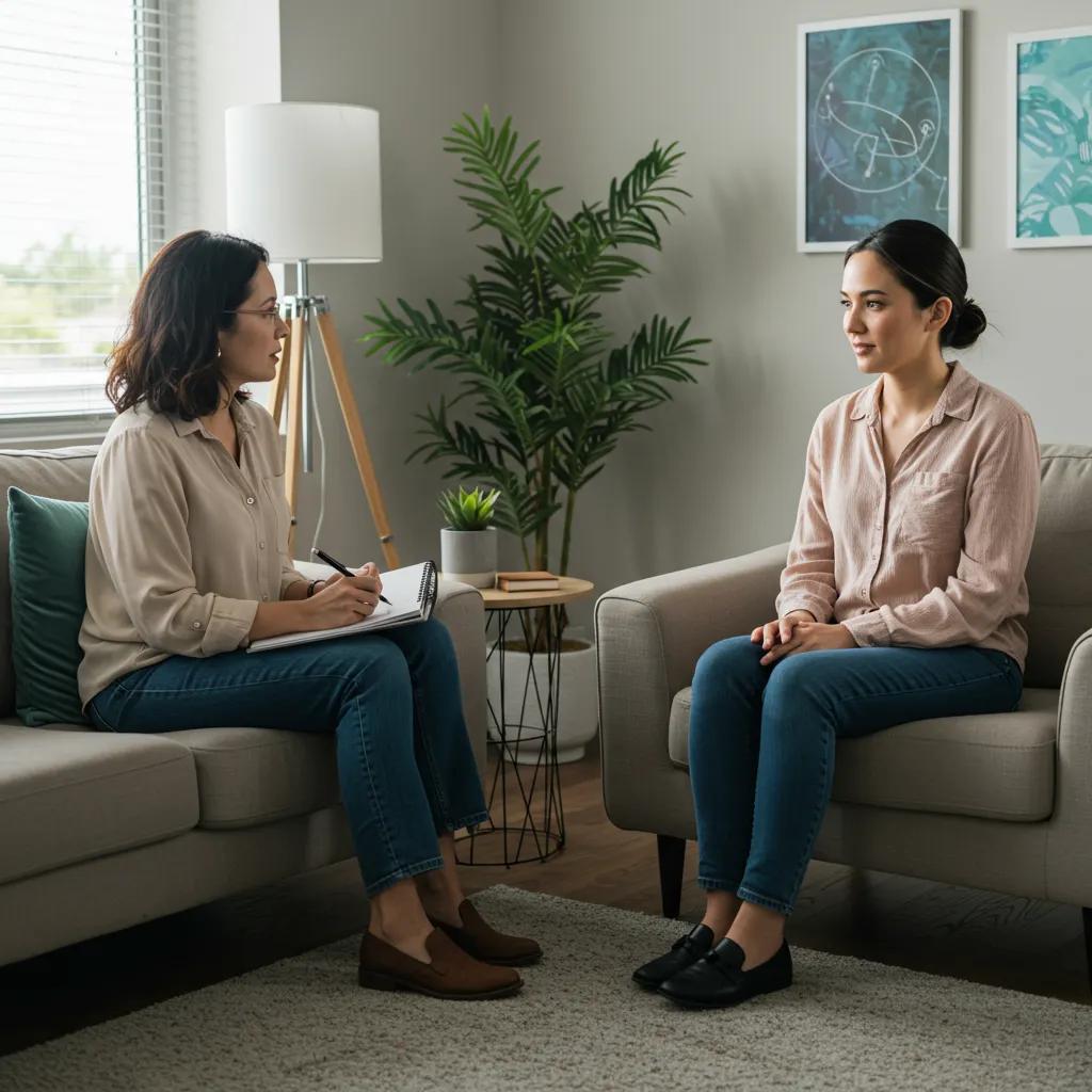 Therapy session depicting a supportive environment for discussing treatment options for agoraphobia