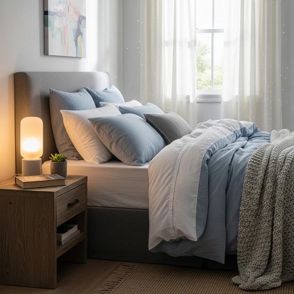 Cozy bedroom setting promoting mental health through improved sleep