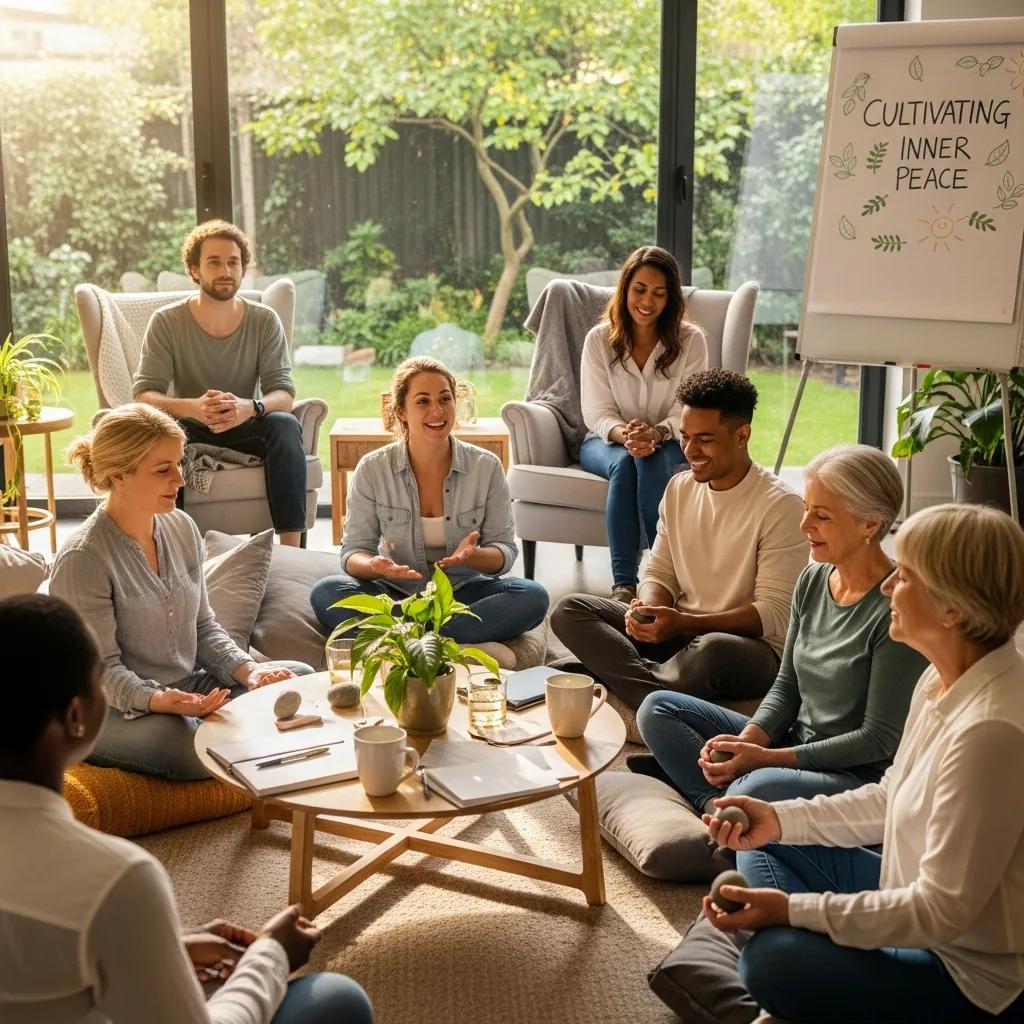 Diverse group participating in a mental health workshop, showcasing support and community