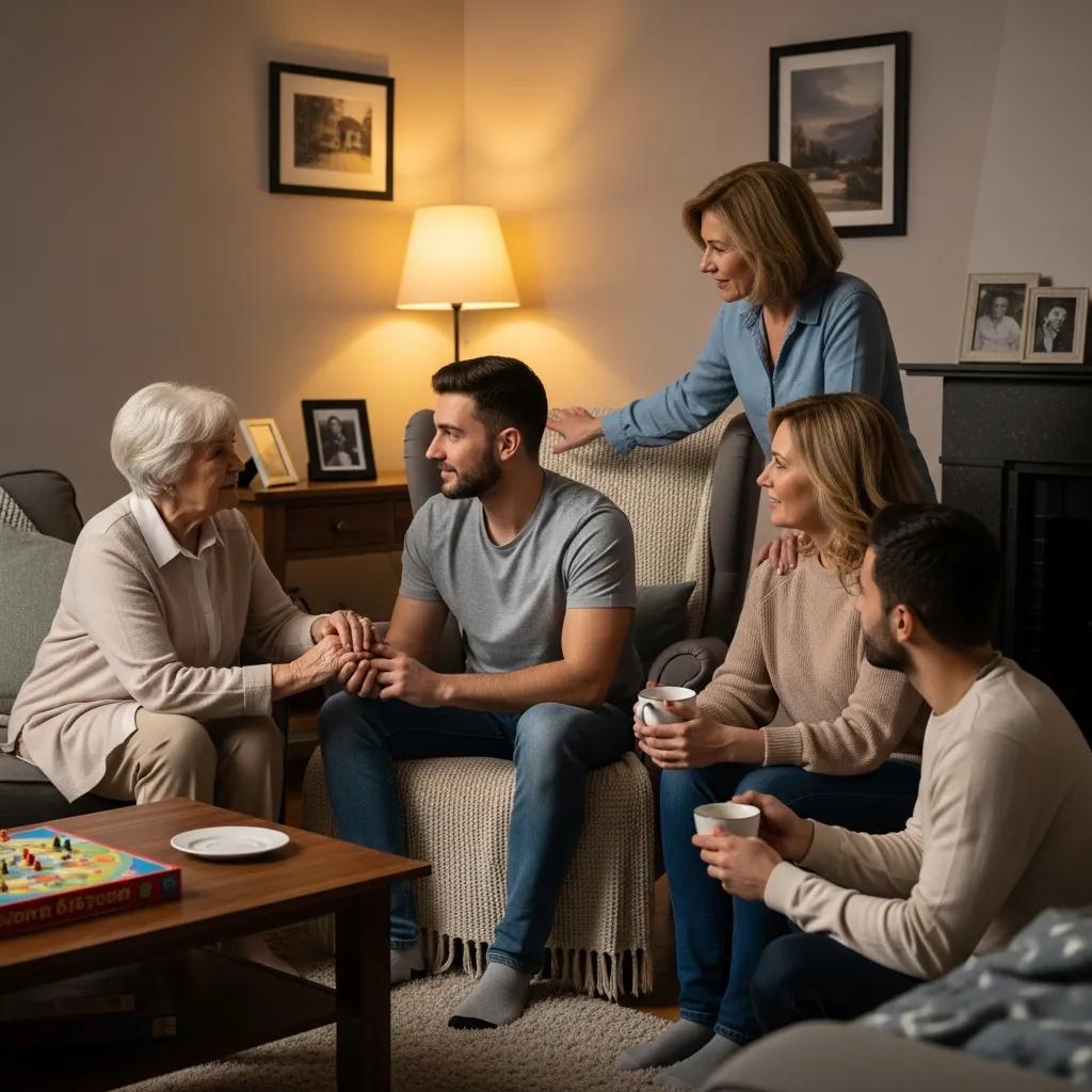 Family members supporting each other during burnout recovery