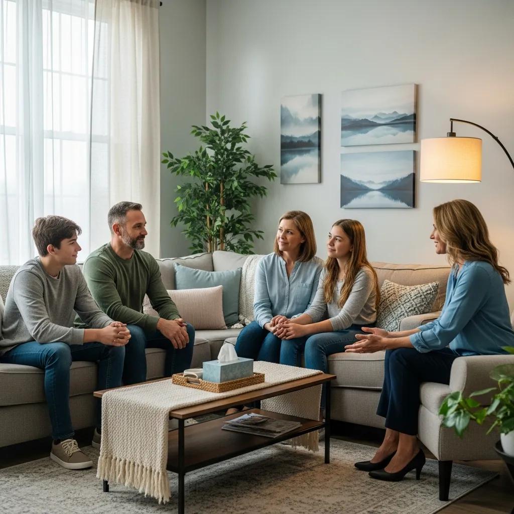 Family therapy session focusing on rebuilding trust and relationships