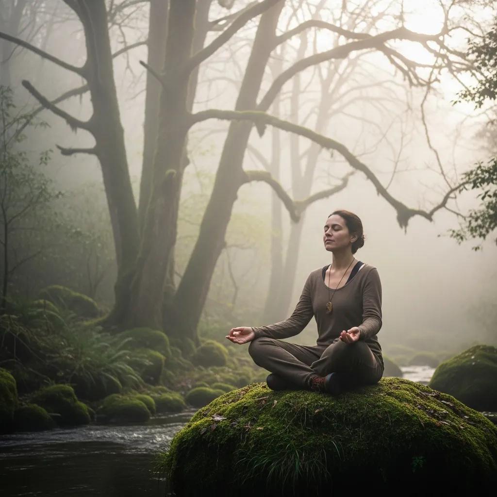 Person meditating in a serene environment, symbolizing clarity from depression brain fog