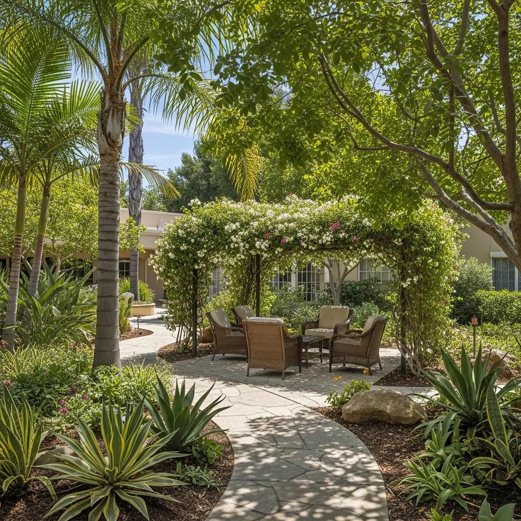 California depression treatment center with serene outdoor space