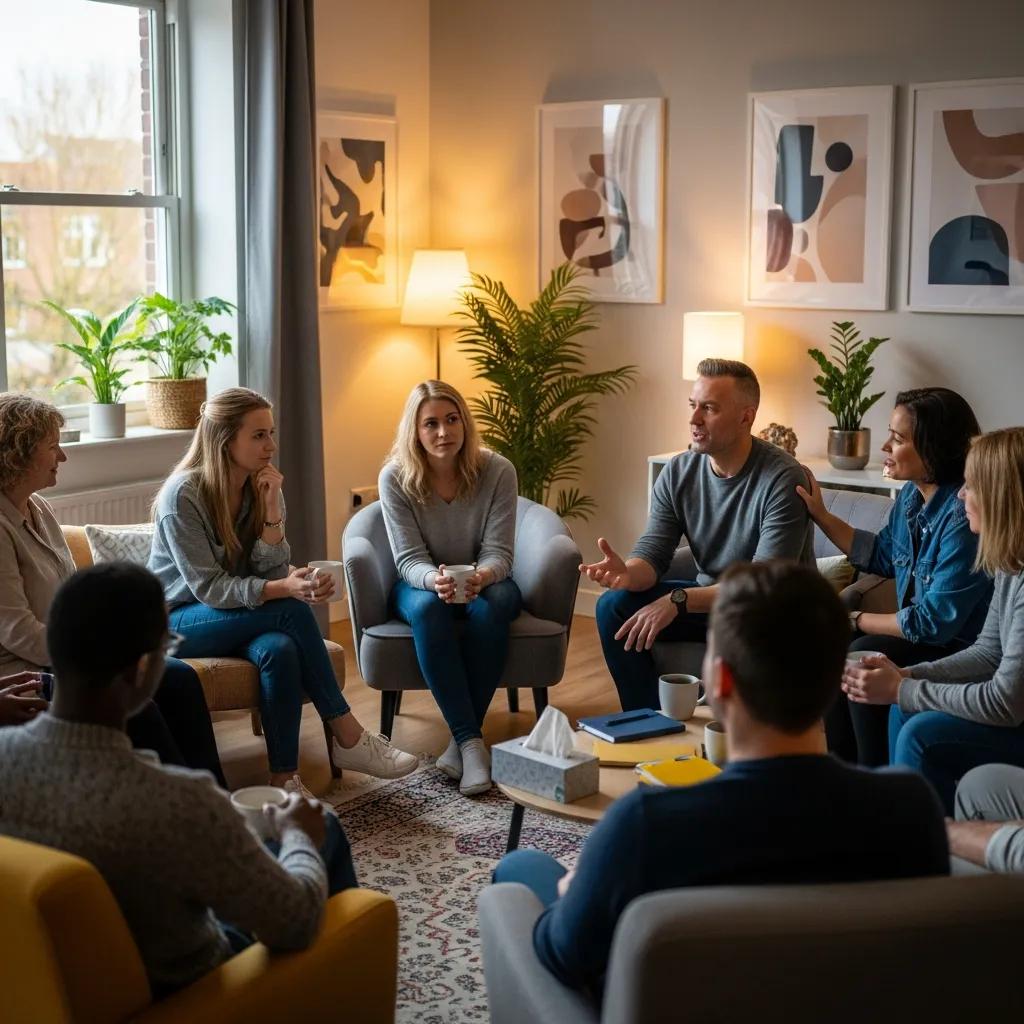 Group therapy session at a California inpatient depression rehab center