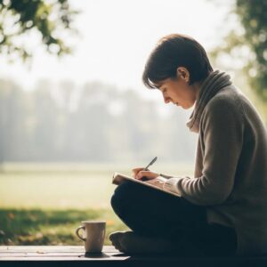 Person reflecting in a peaceful environment, symbolizing the journey of understanding bipolar disorder
