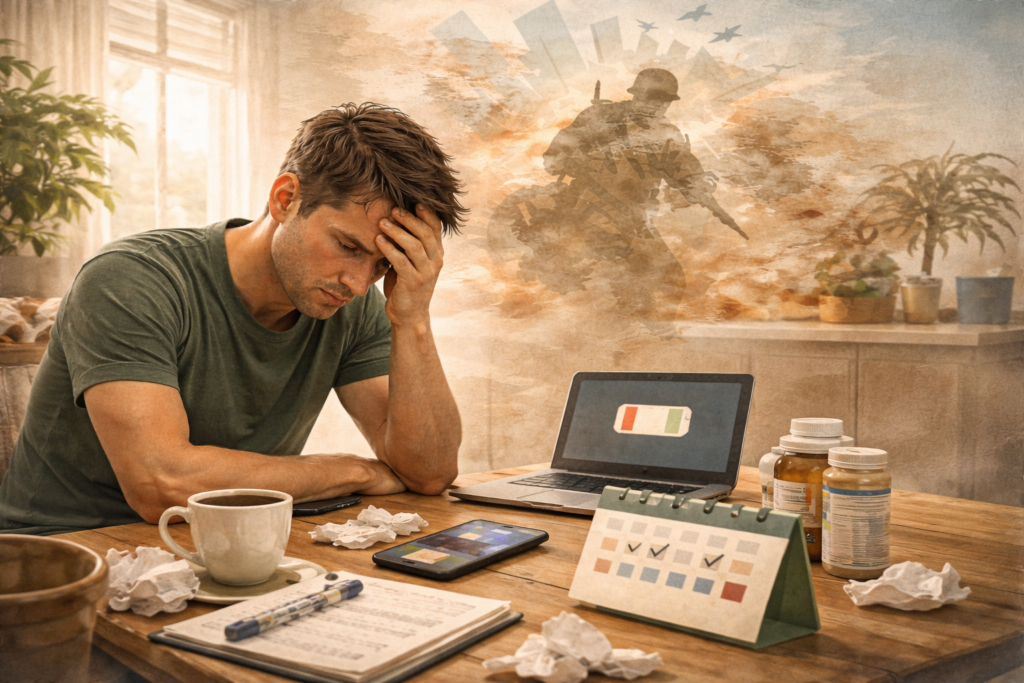 man struggling with ptsd